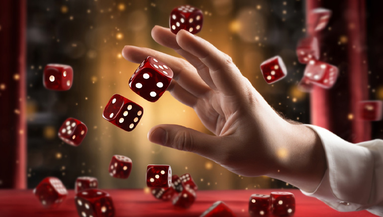 Crupier de Craps en Vivo Lanzando Múltiples Dados